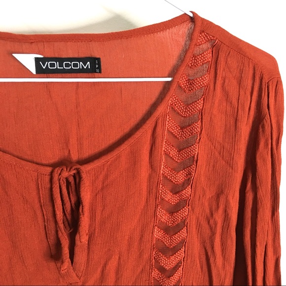 VOLCOM Burnt Orange Asymmetrical Tunic - semi-sheer - Picture 8 of 10
